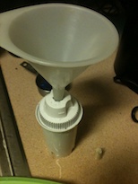 Funnel in water filter, ready to go